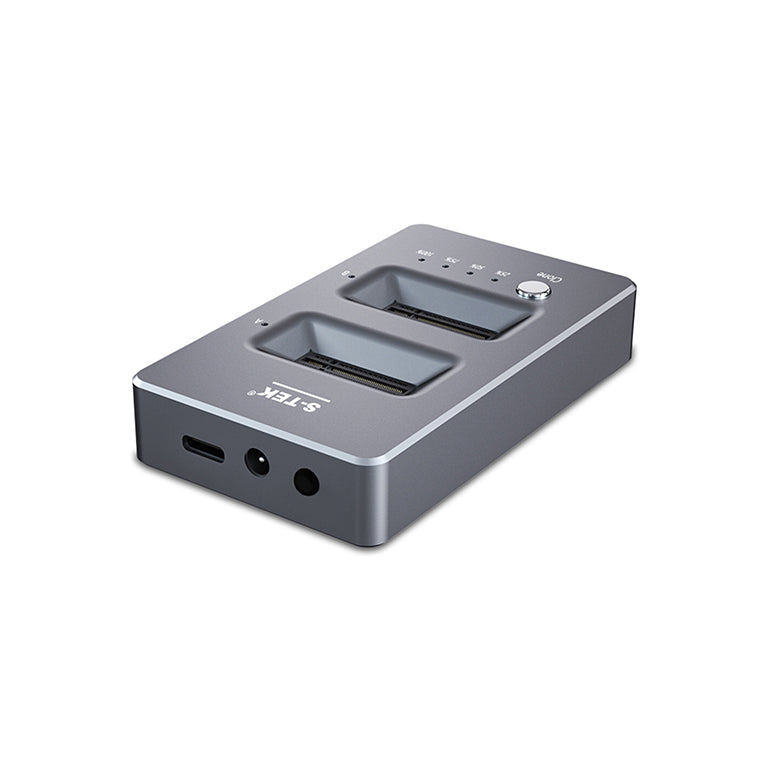 S-TEK Dual NVMe M.2 SSD Docking Station with Offline Cloning Function — product overview.