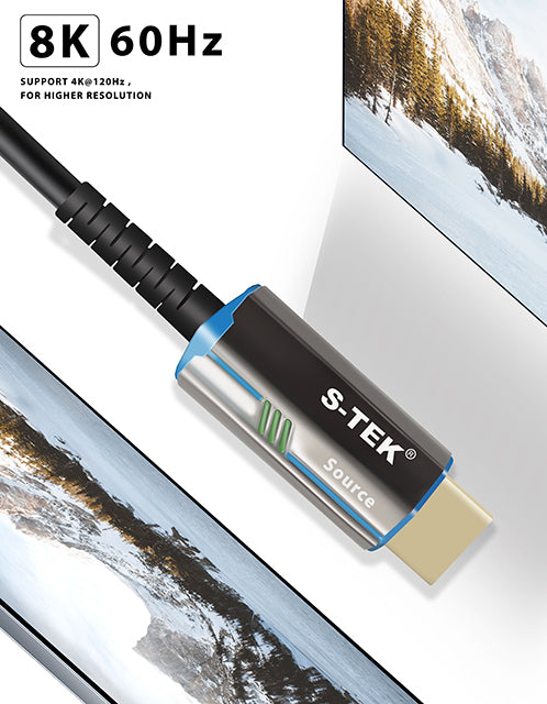 Additional view of the S-TEK 8K AOC HDMI Cable Ultra High Speed 48Gbps HDMI 2.1.