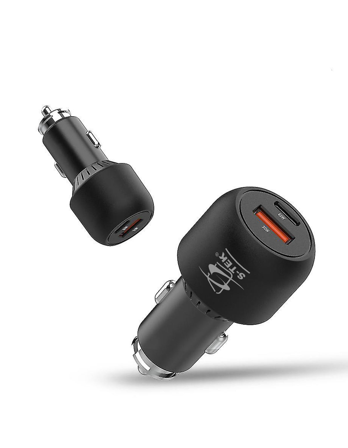S-TEK 95W Power Delivery GaN Car Charger — connector and port detail.
