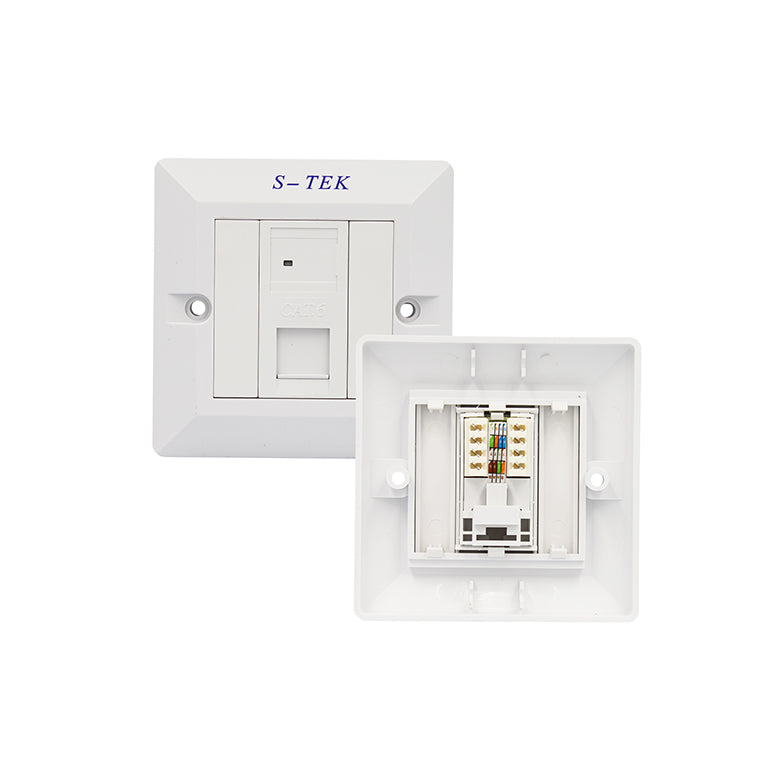 Front view of the S-TEK RJ45 network wall plate.