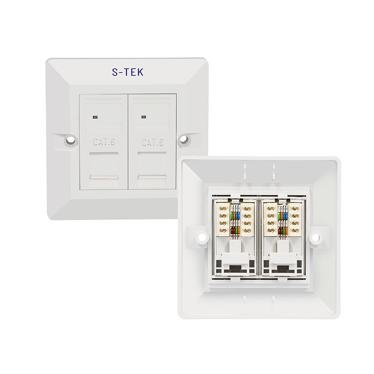 S-TEK CAT-6 Network Wall Port RJ-45 Face Plate with Key Stone Jack