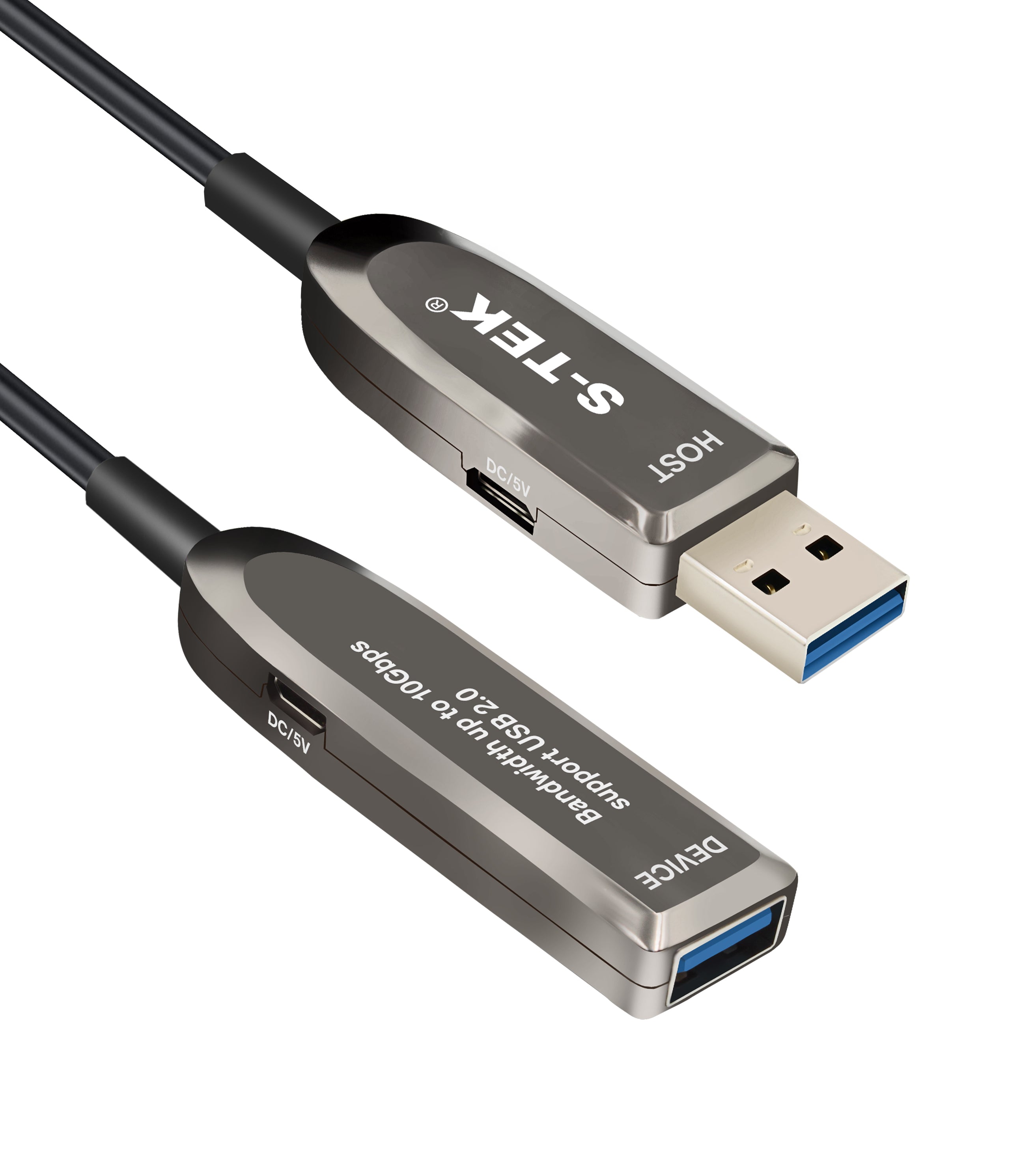 S-TEK USB 3.1 A to Extension Fiber Optical Extension Cable