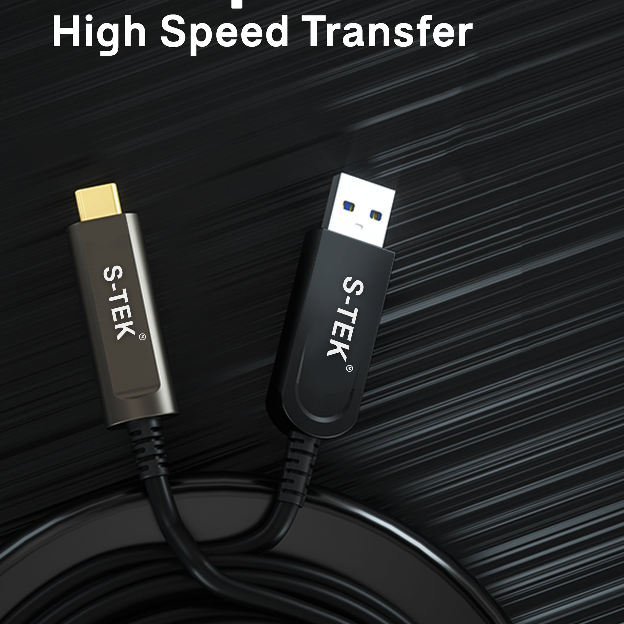 S-TEK USB 3.1 A to Type C Fiber Optical Extension Cable Gen 2