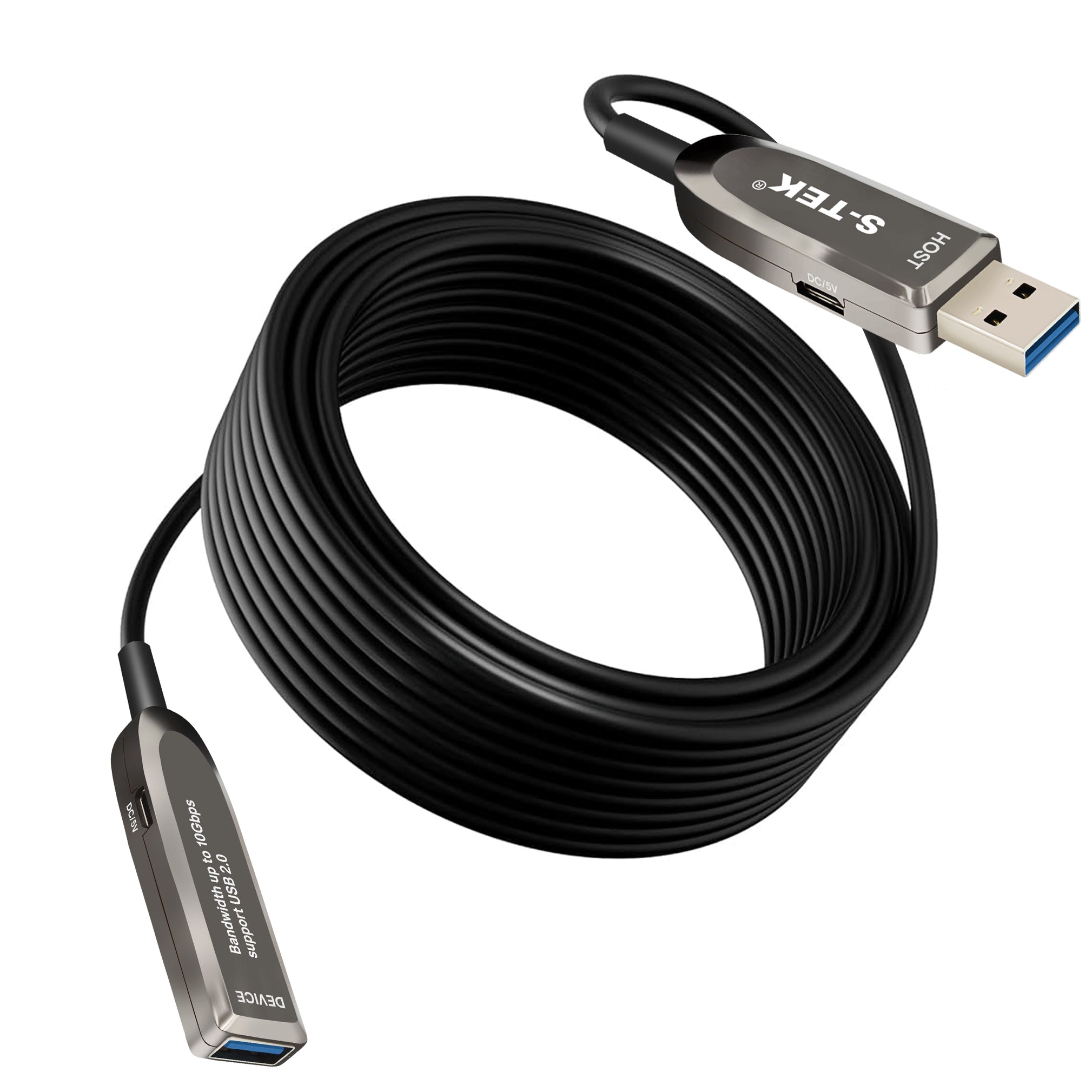 S-TEK USB 3.1 A to Extension Fiber Optical Extension Cable