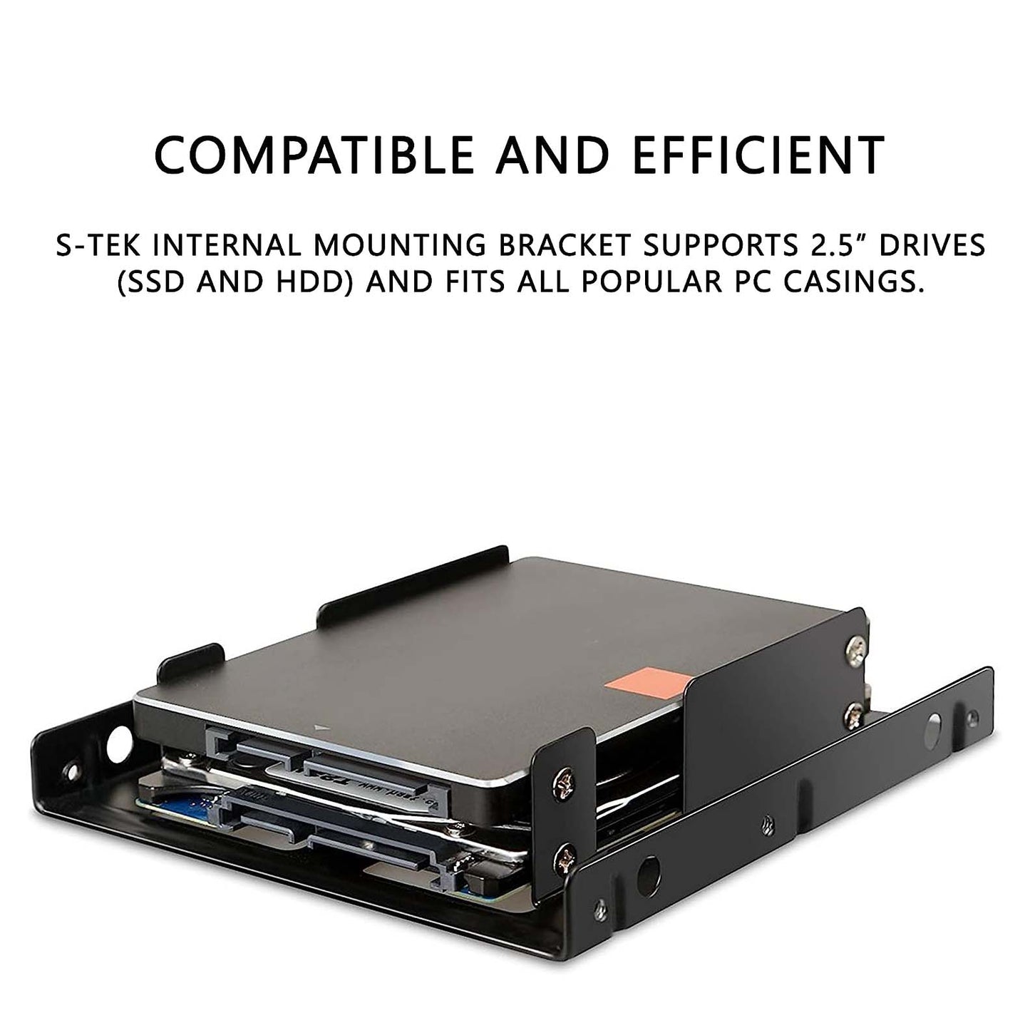 S-TEK HDD to SSD 2.5 inch to 3.5 inch Internal Hard Disk Drive Mounting Bracket for SSD for Desktop PC