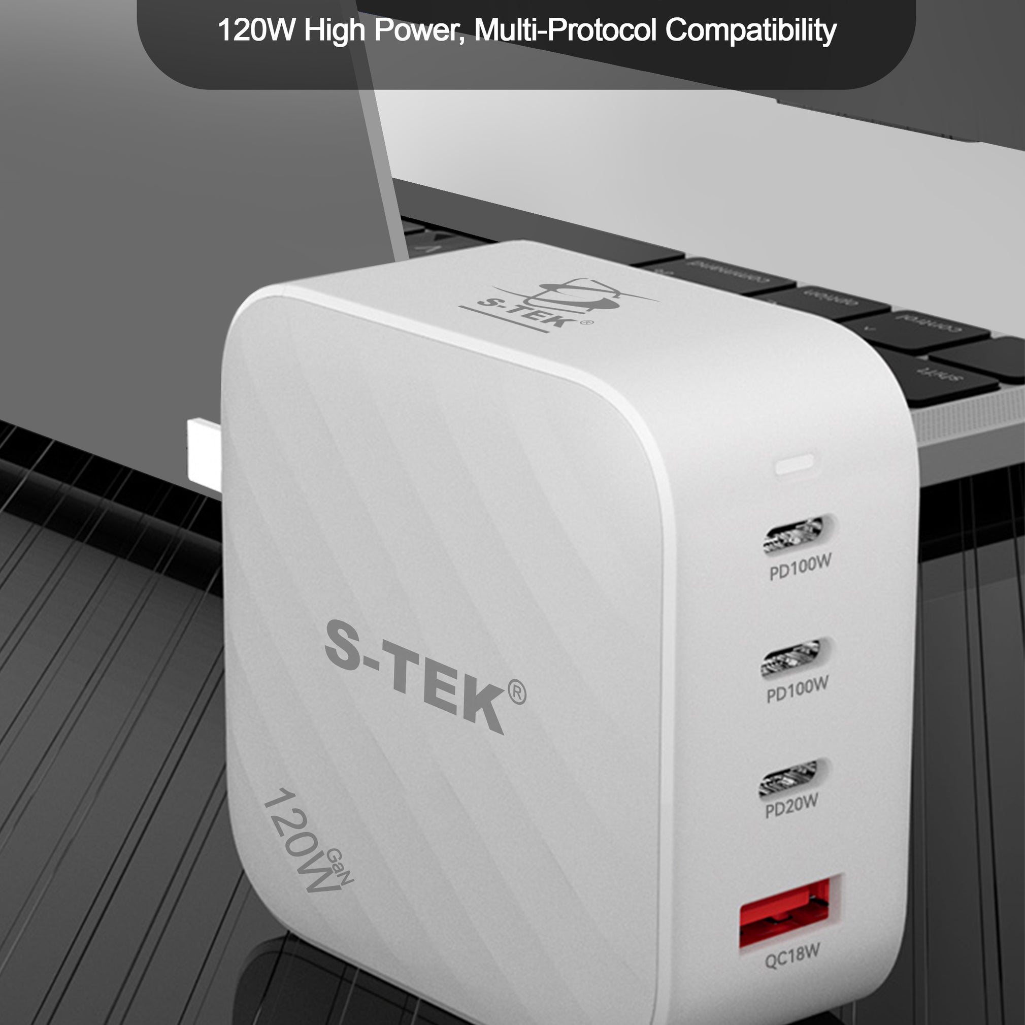 S-TEK 120W Power Delivery GaN Wall Charger