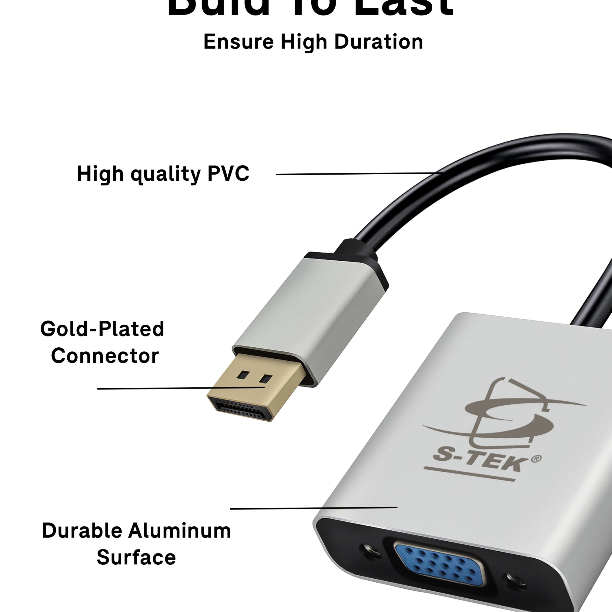 S-TEK DisplayPort to VGA Adaptor 1080P
