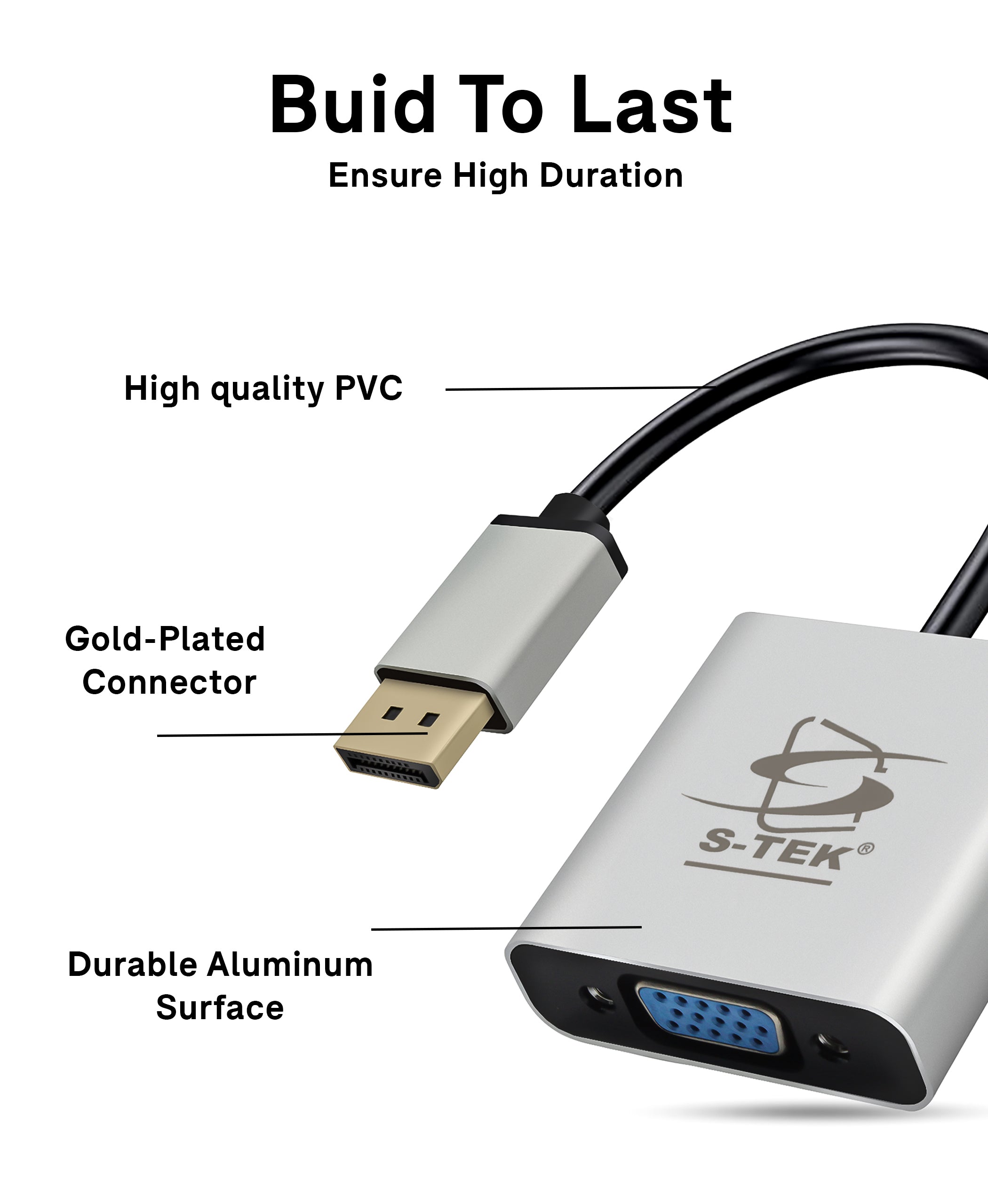 S-TEK DisplayPort to VGA Adaptor 1080P