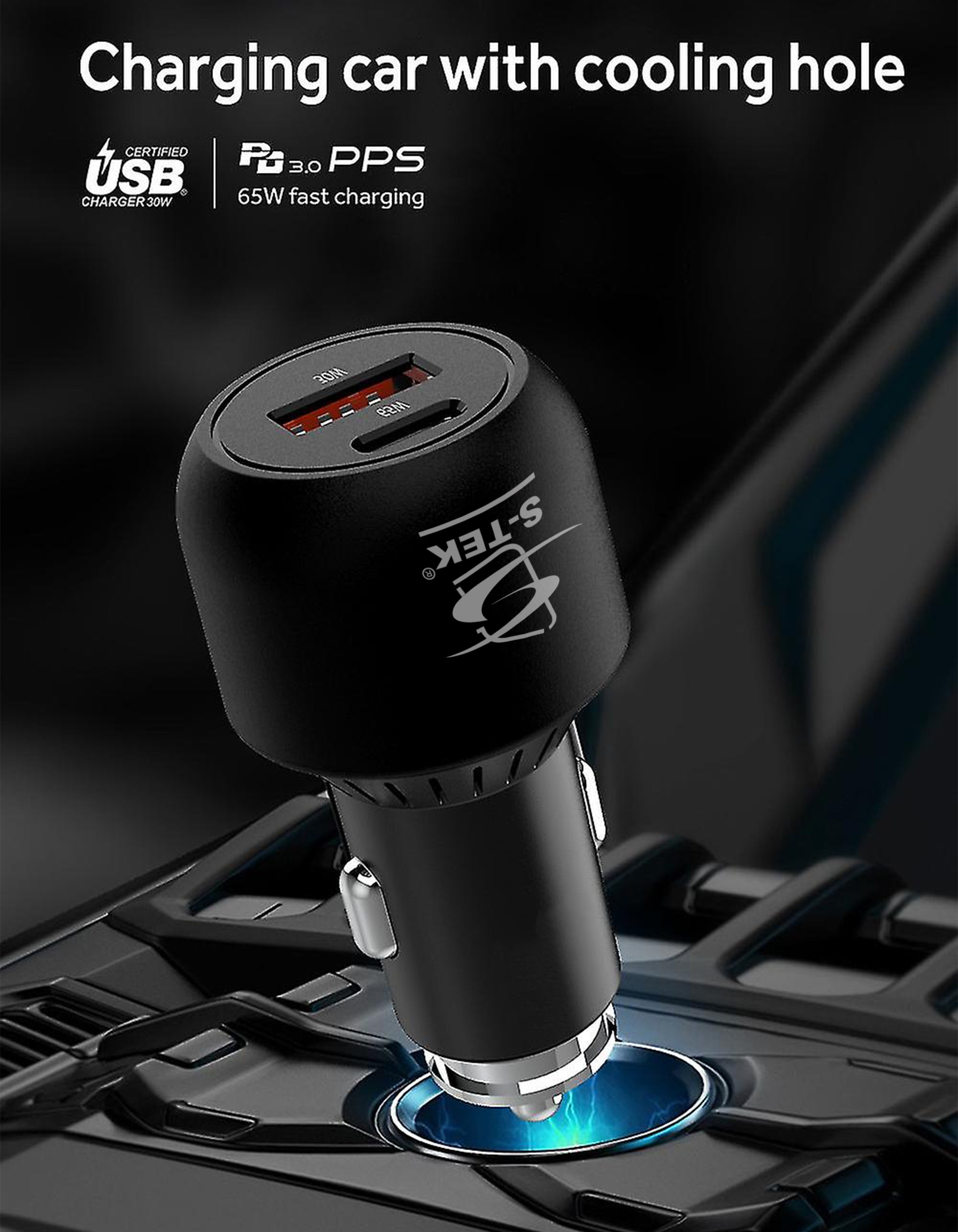 S-TEK 95W Power Delivery GaN Car Charger