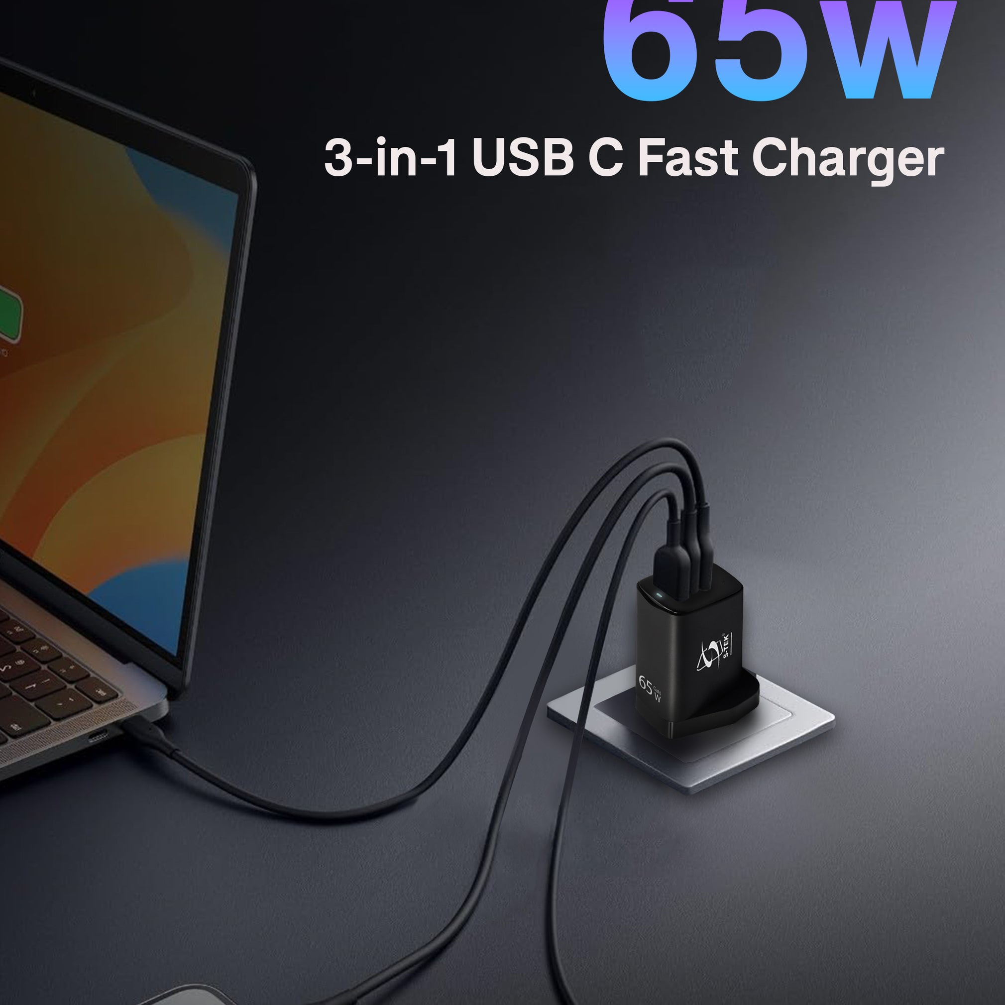 S-TEK 65W Power Delivery GaN Wall Charger