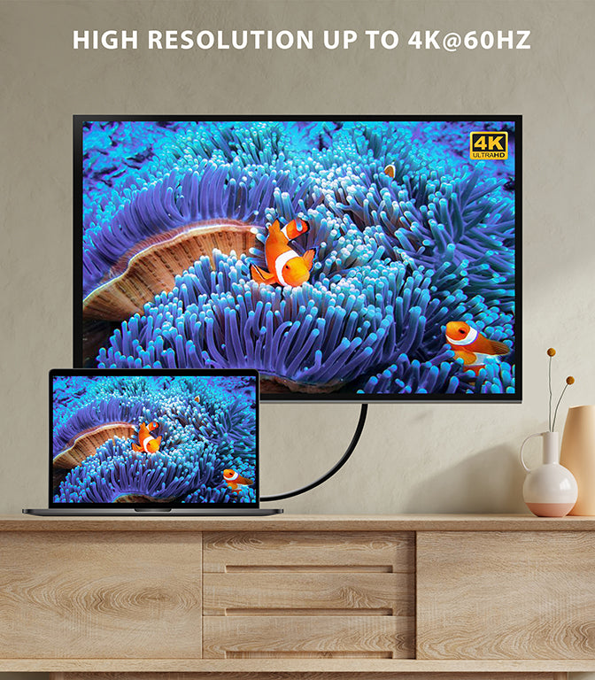 S-TEK HDMI to DisplayPort Cable shown with a compatible display or device.