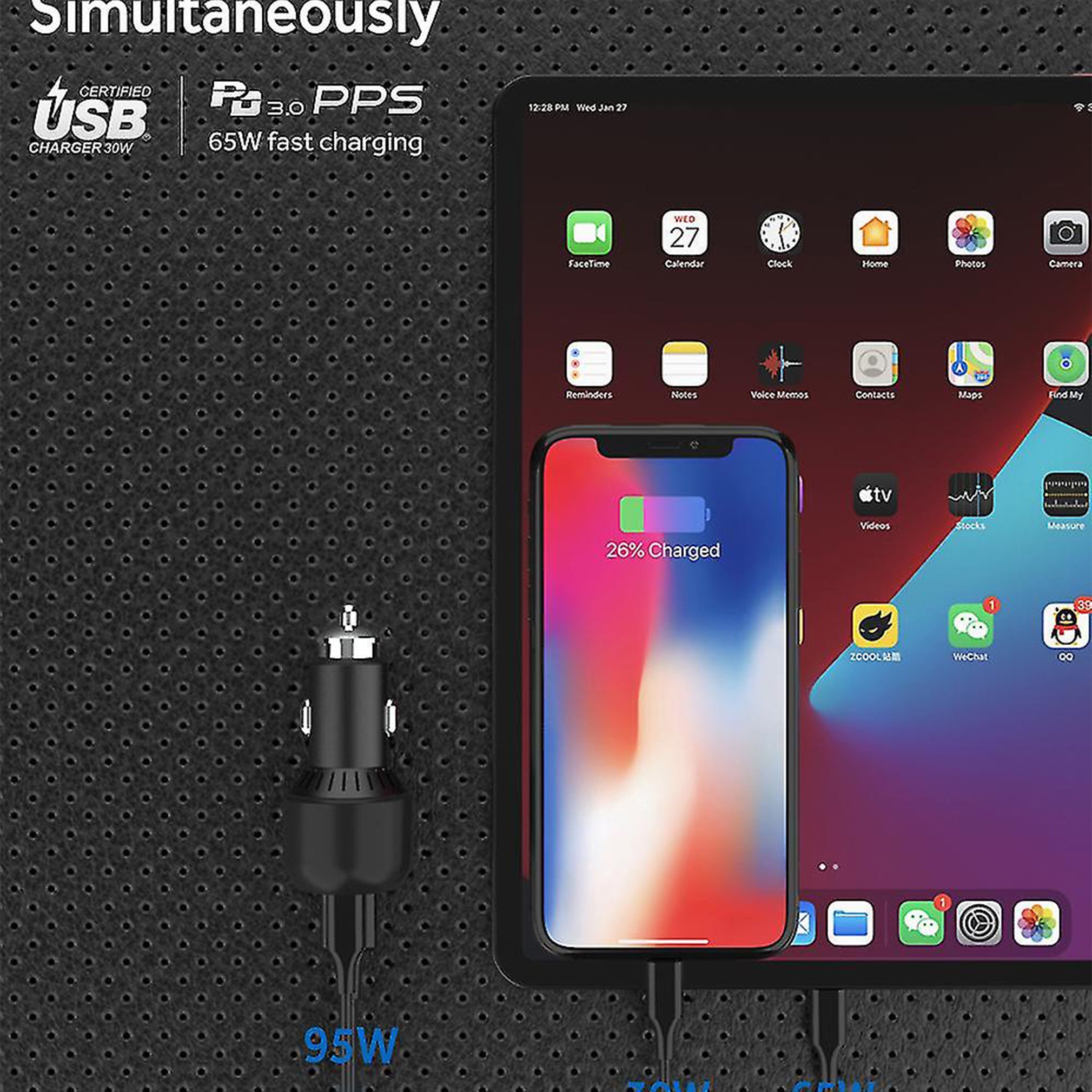 S-TEK 95W Power Delivery GaN Car Charger