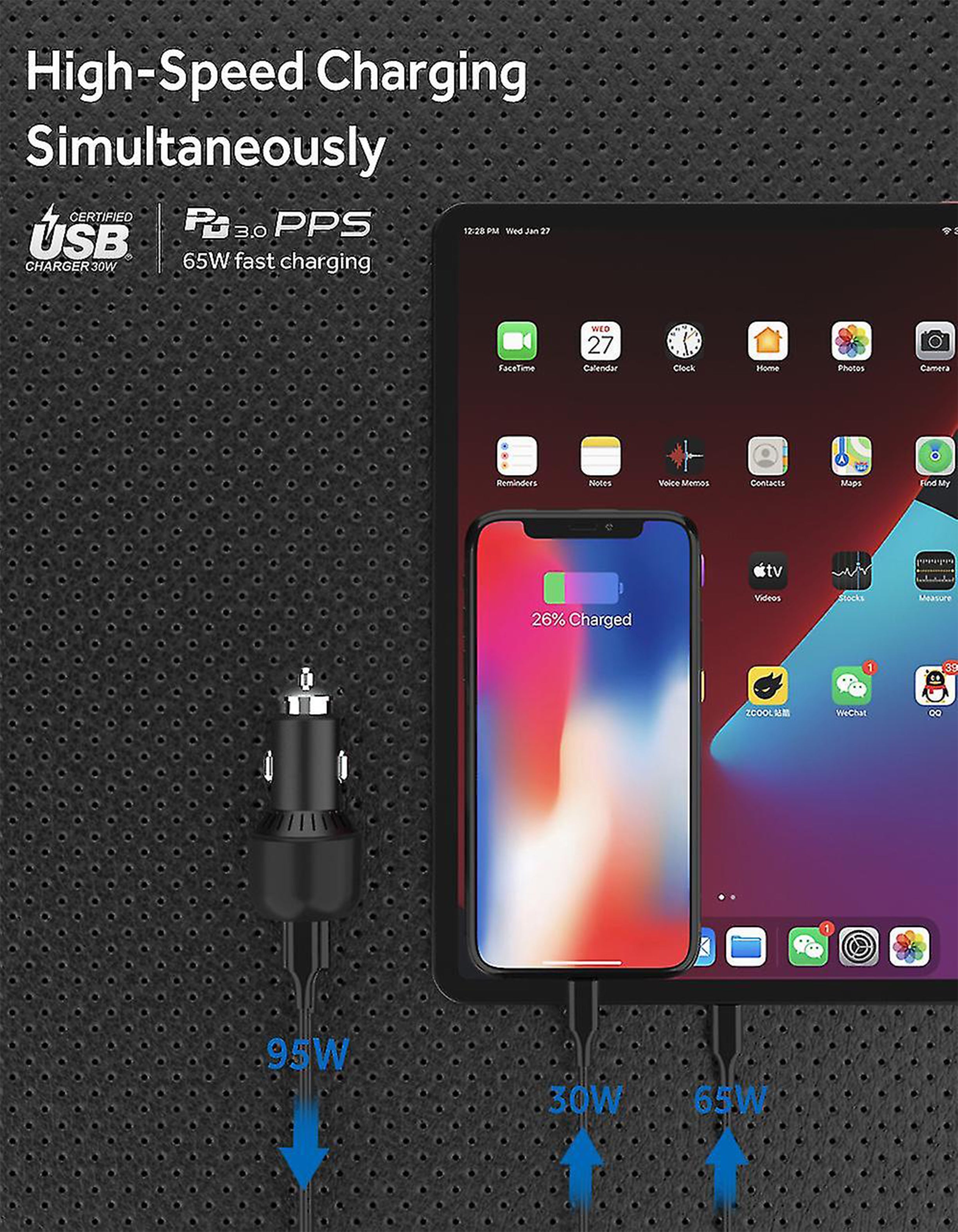 S-TEK 95W Power Delivery GaN Car Charger