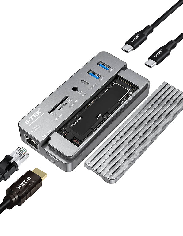 S-TEK 10-in-1 Type C Hub with SSD M.2 Enclosure 8TB — alternate product angle.