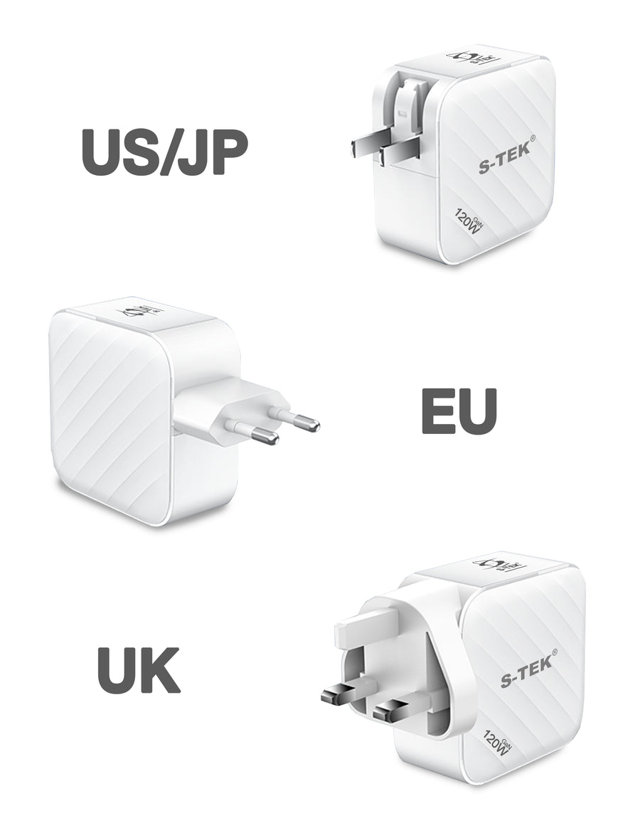 S-TEK 120W Power Delivery GaN Wall Charger — product feature image.