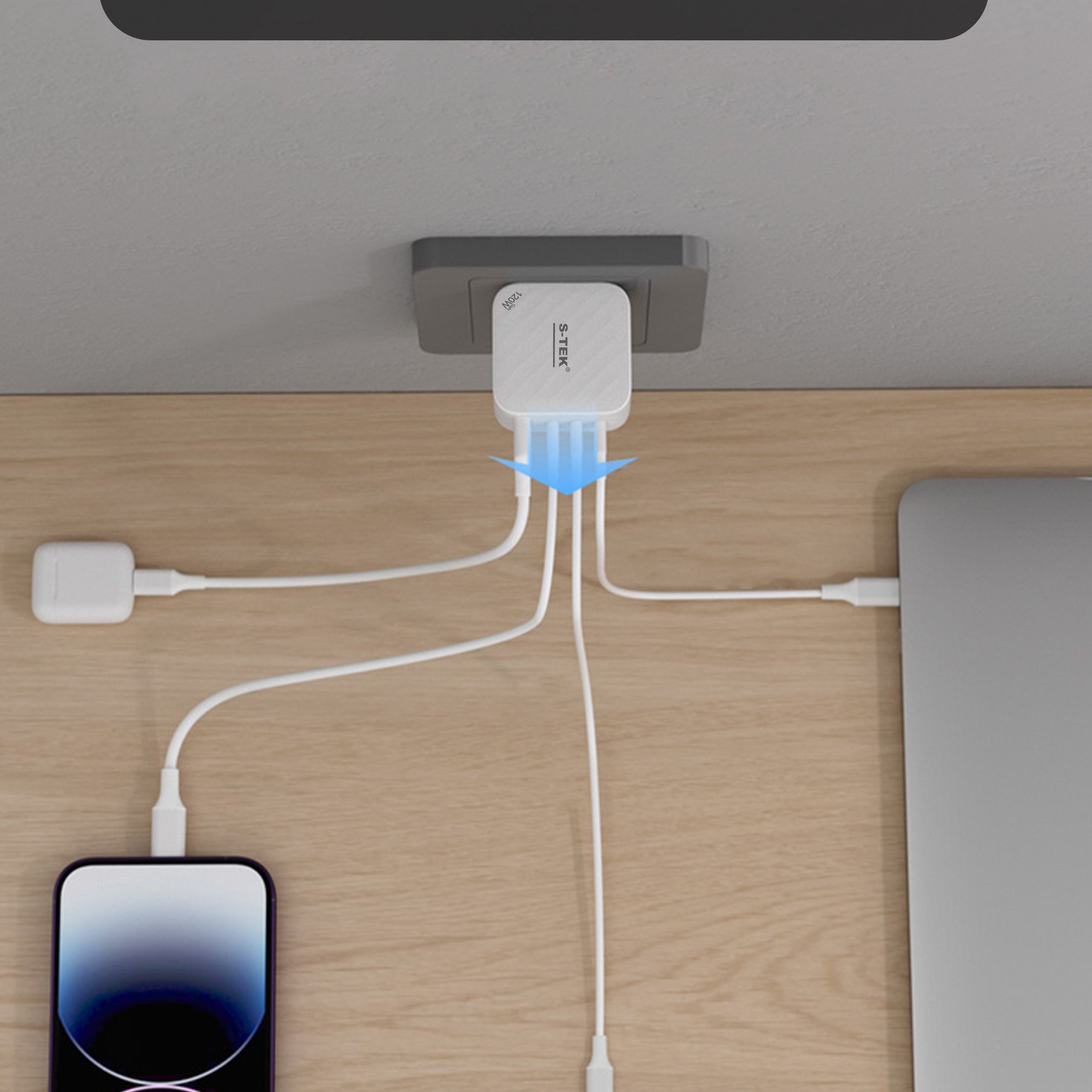 S-TEK 120W Power Delivery GaN Wall Charger
