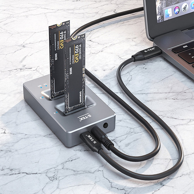 S-TEK Dual NVMe M.2 SSD Docking Station with Offline Cloning Function