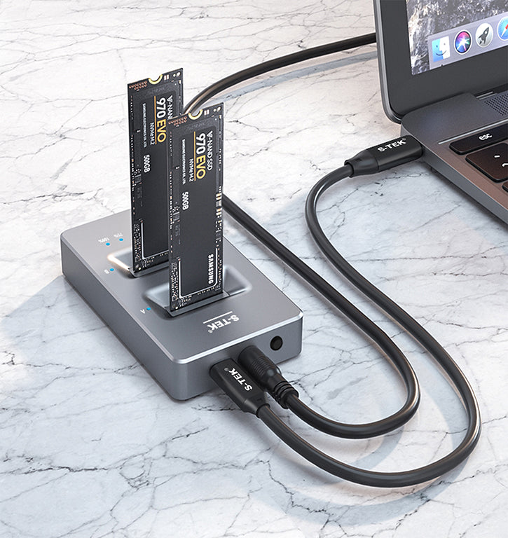 S-TEK Dual NVMe M.2 SSD Docking Station with Offline Cloning Function