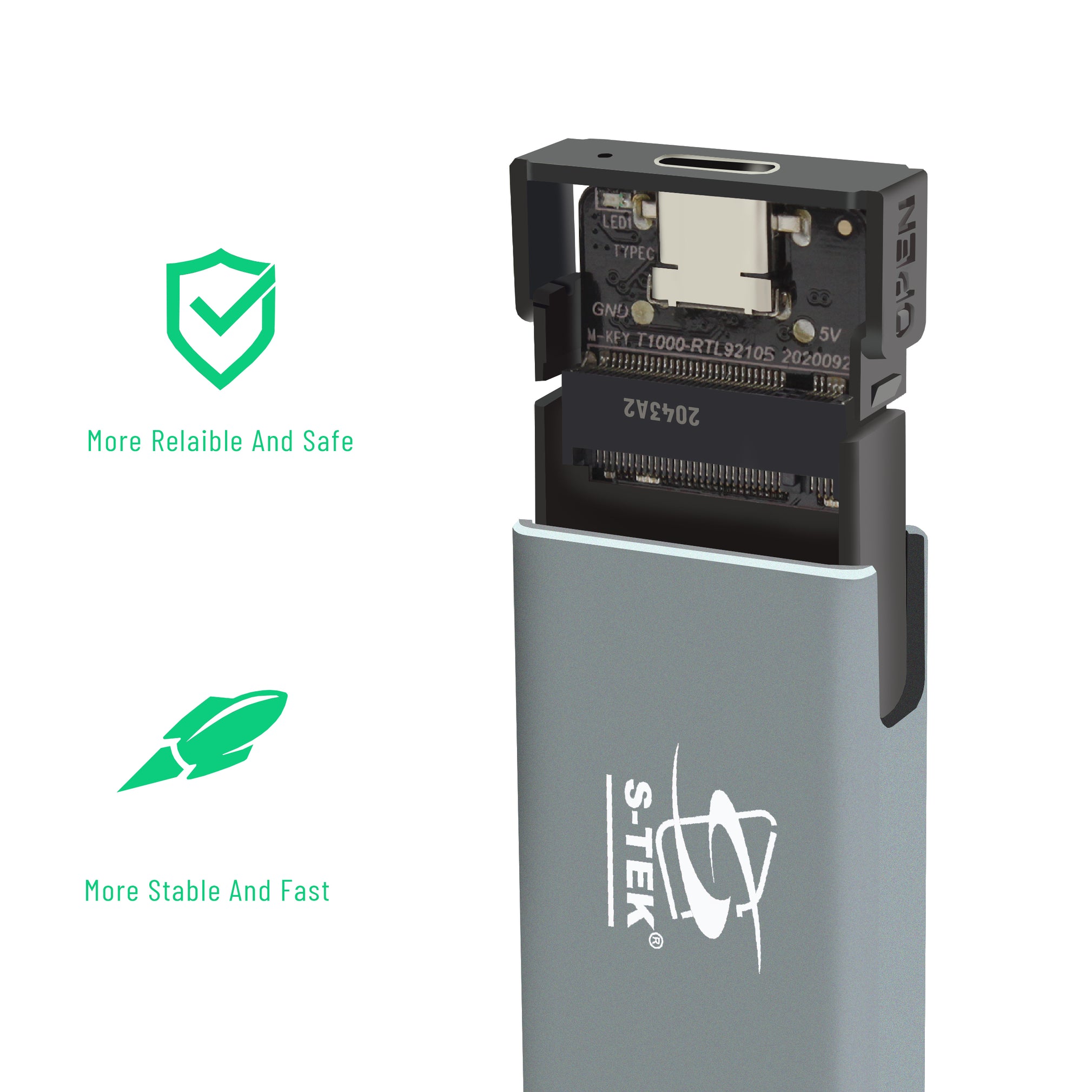 S-TEK M.2(NGFF & NVME) 2 in 1 ENCLOSURE USB C to M2 SSD