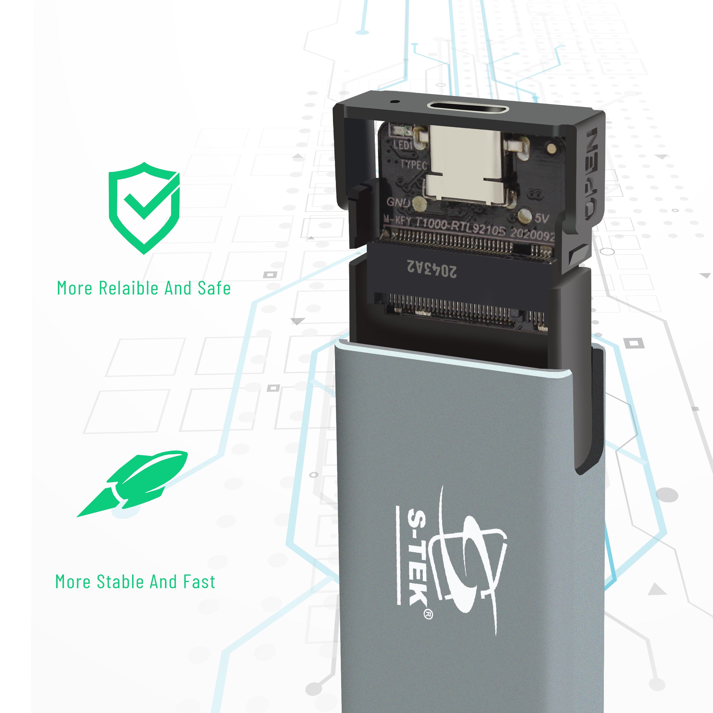 S-TEK M.2(NGFF & NVME) 2 in 1 ENCLOSURE USB C to M2 SSD