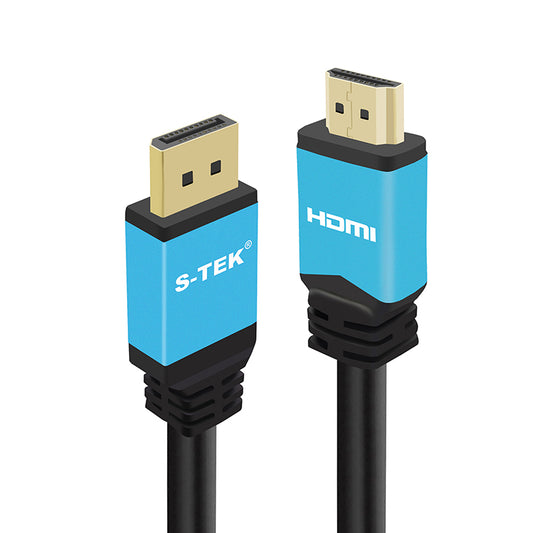 S-TEK Display Port to HDMI Cable Male to Male DP to HDMI for HDTV and Monitor Cable