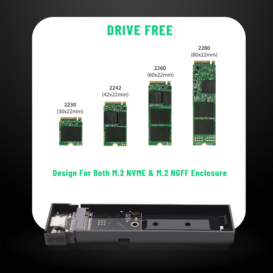 S-TEK M.2(NGFF & NVME) 2 in 1 ENCLOSURE USB C to M2 SSD — alternate product angle.
